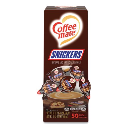 COFFEE MATE Liquid Coffee Creamer, Snickers, 0.38 oz Mini Cups, PK50 PK 61425